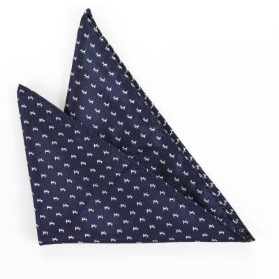 China 2021 hot selling news custom blue colour small white dot woven silk fabric Pocket Square for sale