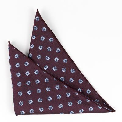 China personalize wine colour small white dot design woven silk fabric Pocket Square for sale