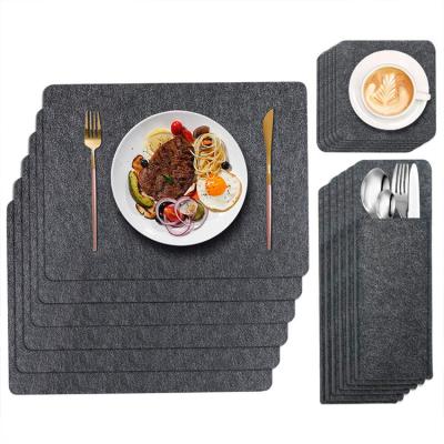 China 12 PCS Viable Felt Place Mats Set Absorbent Table Mats Non Slip Heat Resistant Felt Place Mat Tea Coaster for sale