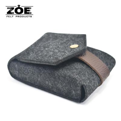 China Eco-Friendly Felt Leather Pocket Key Clip On Custom Logo Holder Wallet Felt Key Filter Frame Coin Purse for sale