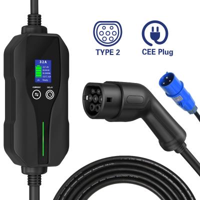 China Electric Vehicle Car Charging 16A/32A Adjustable Current Type - 2 EV Charger with 5m Charger Cable for New Energy Cars for sale