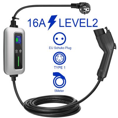 China Electric Vehicle Car Charging 5.5M Cord SCHUKO EV Charger 10A/13A/16A 3.6KW Mode 2 Charging Cable For Electric Vehicle for sale