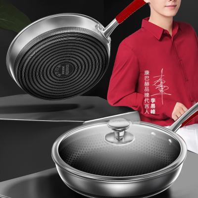 China KOBACH 28cm Cooking Frying Pan 316L Stainless Steel Viable Non-stick Frying Pan Non-stick Frying Pan With Lid for sale