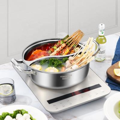 China Viable Glass Lid Hot Pot Chinese Divided Camping Hotpots Soup KOBACH Hotpot Fondue Stainless Steel Pot for sale