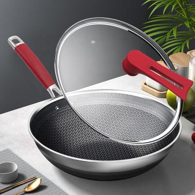 China Sustainable KOBACH Kitchen Cooking Supplies Non Stick Pan 316 Stainless Steel Honeycomb Stick Wok Pan for sale