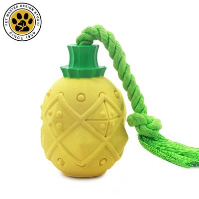 China 2022 Latest Single Product Stocked Pineapple Train Food Grade Elastic Rubber Dog Puzzle Toys Disjointed Pet Food Dog Chew Toy for sale