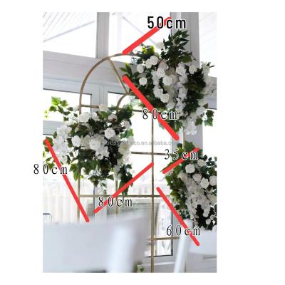 China Babybreath Artificial Rose Flower Runner Customized Wedding Centerpieces Decoration Flower Row White Swag Greenery Artificial Rose Silk Arch Flower for sale