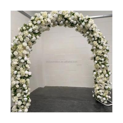 China Balls Arrangement Flower Arch Wedding Event Party Supplies Artificial Pink Greenery White Rose Flower Decorated Flower Arch For Wedding Backdrop for sale