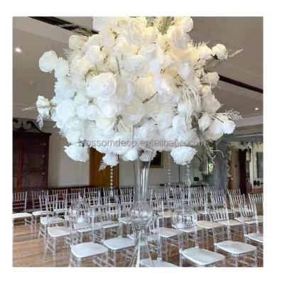 China Artificial Rose Balls Event Birthday Party Supplies Wedding Tall Centerpiece White Flower Artificial Flower Ball for sale