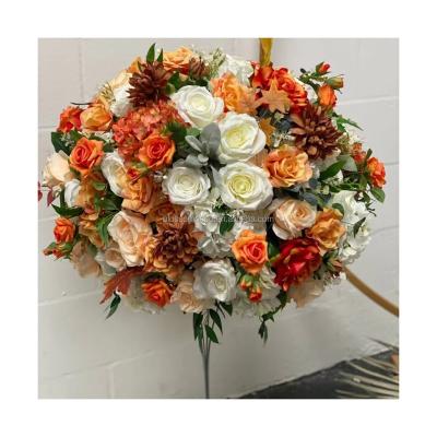 China Artificial Rose Balls Event Birthday Party Supplies Wedding Centerpieces Artificial Flower Centerpiece Silk Green White Orange Wedding Centerpieces for sale