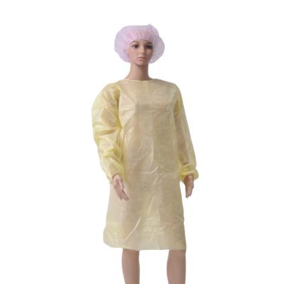 China Breathable Nonwoven 45gsm SMS Nonwoven Isolation Gown With Knit Cuffs for sale