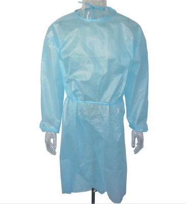 China Breathable Hospital Patient Gown 40gsm Knit Cuffs PP+PE Isolation Liner Gown With Elastic Cuff for sale