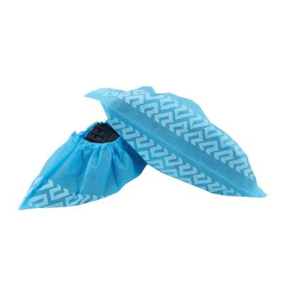 China Handmade Or Made Blue Types Of Shoe Premium Durable Water Resistant Non-Slip Disposable CPE Shoe Cover for sale