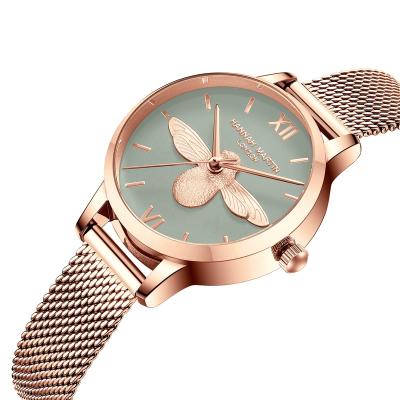 China 2022 Luxury Women's Watches Quarter Strap Rose Gold Girls Stainless Steel Bee Dial Ladies 3D Top Brand Designer Water Resistant Dropshipping for sale