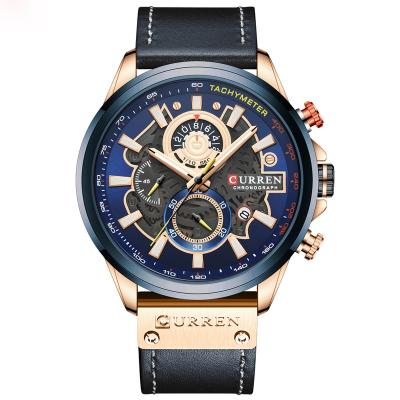 China Chronograph 2021 New Product Customized Logo Face Design Chronograph Quartz Watch Luxury Wholesale Men Genuine Leather Strap Mechanical for sale