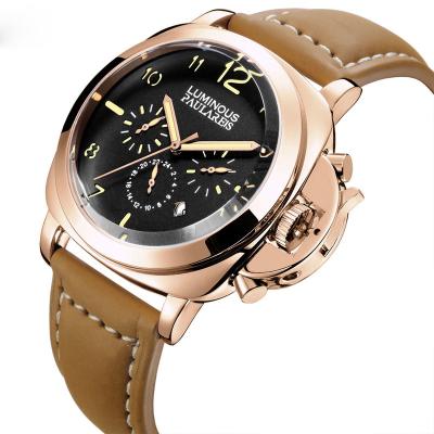 China Custom Logo Fashion Classic Wrist Automatic Mechanical Mens Watches Reloj Hombre Leather Strap Date Luxury Genuine Month Week Automatic Mechanical Men's Watches for sale