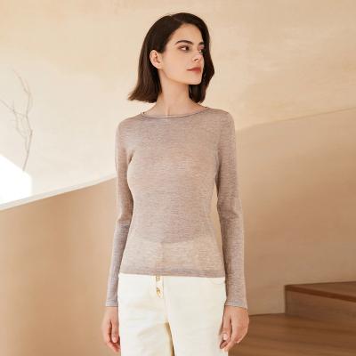 China Breathable mercerized sheep wool bead chain decorative crewneck knitwear women's 2023 fall new skin friendly pullover undershirt for sale