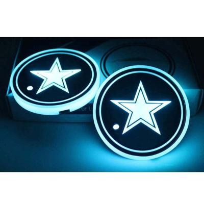 China Viable Colorful Luminescent LED Car Cup Holder Pad Bottle Drinks Coaster USB Charging Mat for sale