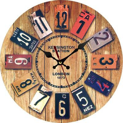 China Antique Style European Vintage Wooden Wall Clock Retro 12 Inch Style Decoration Creative Home Clocks for sale