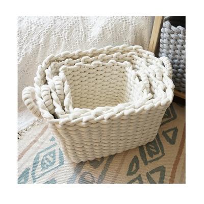 China Viable Clothes Hamper Cotton Rope Nordic Style Home Basket Wardrobe Storage Basket Storage Basket Finishing Home for sale