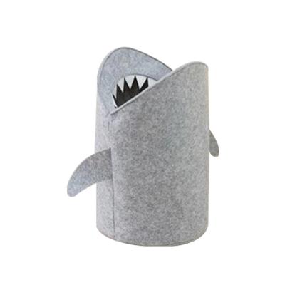 China Laundry Storage Bucket Toy Storage Basket Cartoon Shark Traditional Felt Folding Storage Basket Accepted To Custom Design for sale