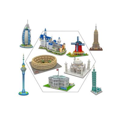 China Hot Selling World Famous Series Paper 3D Building Puzzle Assembled Paper Toys Kits Puzzle Educational DIY Toy Gift For Kids for sale