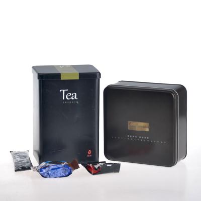 China Wholesale Embossing/Matte Varnishing Square Tea Tin Can With Hinged Lid Metal Tea Tin Box for sale