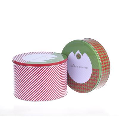 China Wholesale Recyclable Round Gift Box Christmas Cartoon Cake Tin For Storage for sale