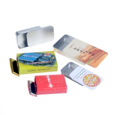 China Recyclable Small Rectangular Black Mint Tins Large Custom Mint Open Top Box Open Top Round Slide Tin Logo Food Box for sale