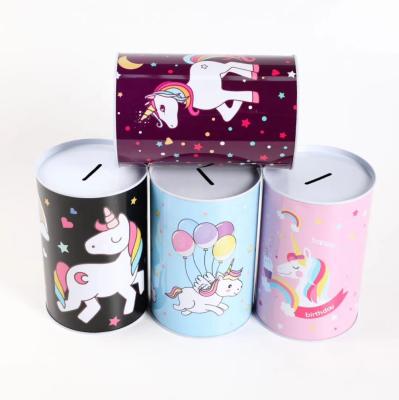 China Wholesale Custom Cartoon Kid Toy Coin Bank Custom Print Metal Money Saving Tin Box for sale