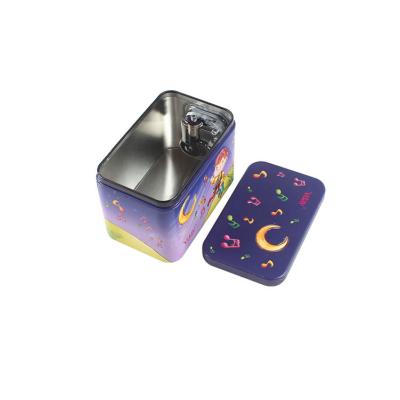 China New Next Recyclable Rectangular Metal Music Winder Box Christmas Tin Music Box Custom Musical Tin Can for sale