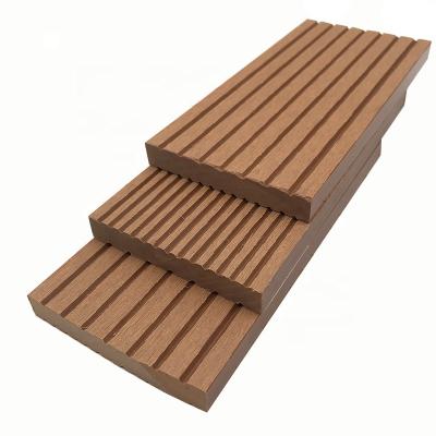 China NecoWood Groove surface Solid Binding off line composite WPC/PE exterior decking plank for sale