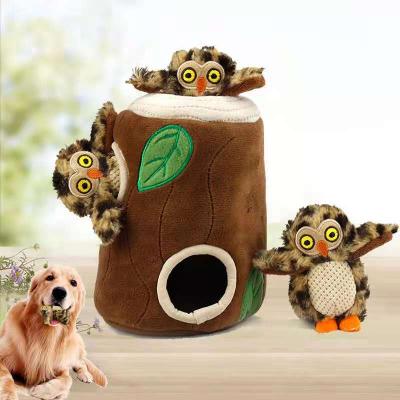 China Fast Shipping Viable Toy Owl Hide and Search Activity Puzzle Chew Plush Dog Toy Interactive Squeaky Stuff for sale