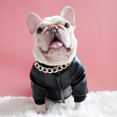 China The new sustainable autumn and winter pet clothes plus velor PU leather dog suits pet clothes for sale