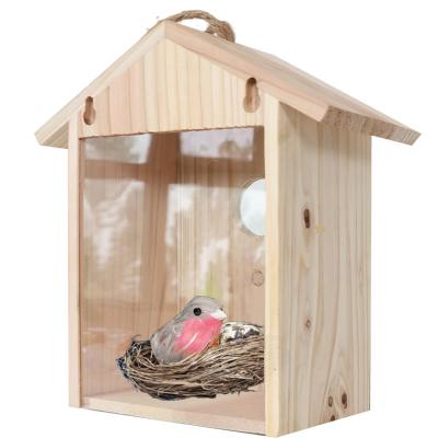 China Breathable Pet Supplies Solid Wood Outdoor Aviary With Suction Cup Bird Feeder for sale