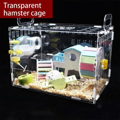 China Viable Net Clear Single Layer Acrylic Cage Baby Hamster Cage Baby Hamster Cage Transparent Oversized Hamster Villa Supplies Play for sale