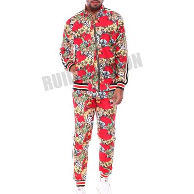 China Tiger Logo Printing Customized Men's Tracksuit Jungle Tracksuit QUICK DRY Oversized Sweatshirt and Jogger Pants Set For Men for sale