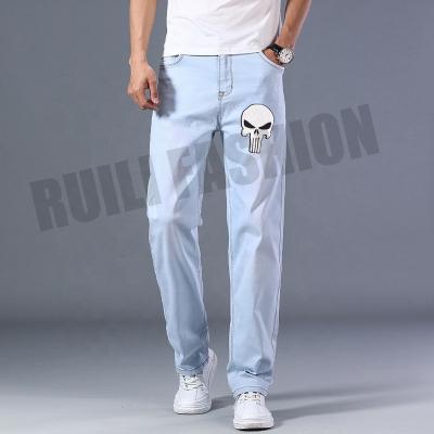 China 2022 Selling Straight Mens Breathable Warm Loose Light Blue Slim Jeans Advanced Stretch Plus Size Denim Pants For Men for sale