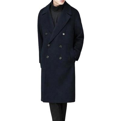 China Sustainable Autumn Solid Windbreaker Casual Long Winter Coat For Men Thickened Warm Woolen Custom Overcoat for sale