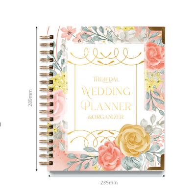 China Custom Metal Monthly Weekly Daily Gold Planner 2022 Printing Paper Cover Wedding Notebook Spiral China Planner Diary for sale