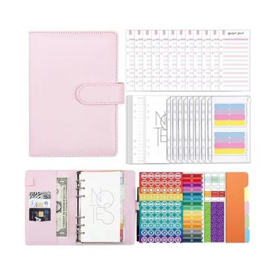 China Custom Mini Wholesale Creative Budget Planner Macaron A6 Loose Leaf PU Leather Notebook Logo Spiral Planner for sale