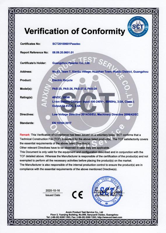 CE - Guangzhou Paselec Co., Ltd.