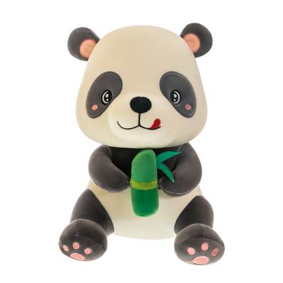 China Cute Gift Hot Selling Lovely Panda Plush Pillow With Bamboo Super Soft Stuffed Animals Toys For Kids Christmas Gift Doll for sale