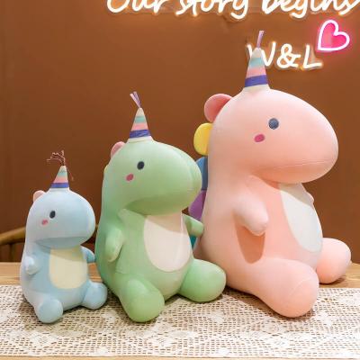 China Pretty Gift Manufacture Kawaii Cute Dinosaur Plushies Rainbow Stuffed Animal Pillow Green Pink Blue Dragon Plush Toy for Kids for sale