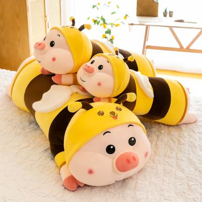 China Home Deco/Gift Stuffed Bee Pig Soft Plush Toys Cute Sleeping Pillow Baby Pig Plush Doll Hugging Plush Pillow Gift For Kids Birthday for sale