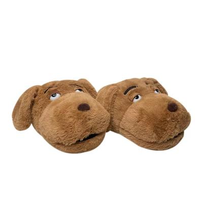 China Non-slip Animal Fluffy Furry Bedroom Teddy Bear Plush Bunny Dog Slippers Winter Warmshoes Big Eyes Cute Bedroom And Home for sale