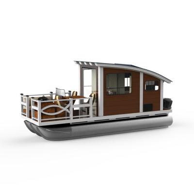 China Stainless Fabricated Houseboat Customized 15ft-45ft Luxury Aluminum Pontoon Boathouse Production and Sale for sale