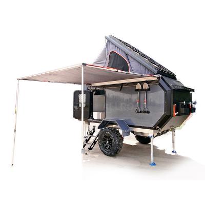 China Double Panel Travel Trailer Aluminum Composite Trailer Body Offroad Camping Trailer Offroad Caravan With Air Conditioner for sale