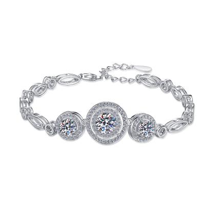 China TRENDY Husky Jewelry maker Fashion custom luxury crystal Moissanite 925 sterling silver bracelet for sale