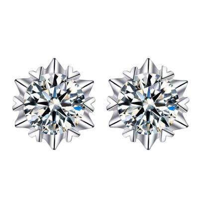 China TRENDY Husky 925 silver jewelry fashion simple Snowflake women factory direct moissanite earrings for sale